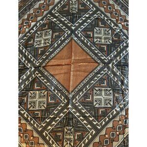 Scarf 33" Sq Metallic Thread Aztec Tribal New Specialty House Italy Brown Black